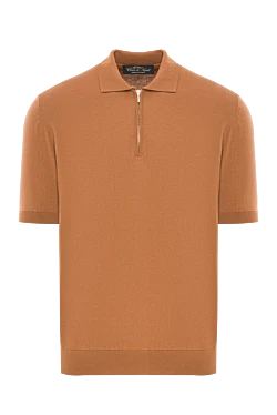 Мужское поло карамельного цвета из хлопка с застёжкой-молнией