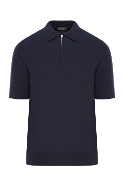 Мужская поло-рубашка тёмно-синего цвета с короткими рукавами и молнией