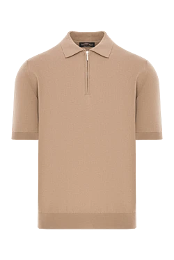 Мужское трикотажное поло из хлопка бежевого цвета
