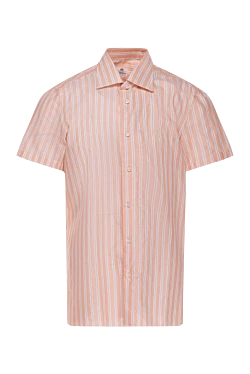 Orange men's cotton and linen shirt