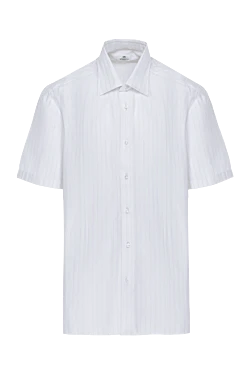 White cotton and linen shirt for men