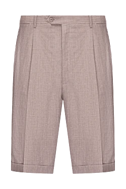 Beige wool and linen shorts for men