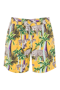 Men's beach shorts made of cotton and polyamide, yellow