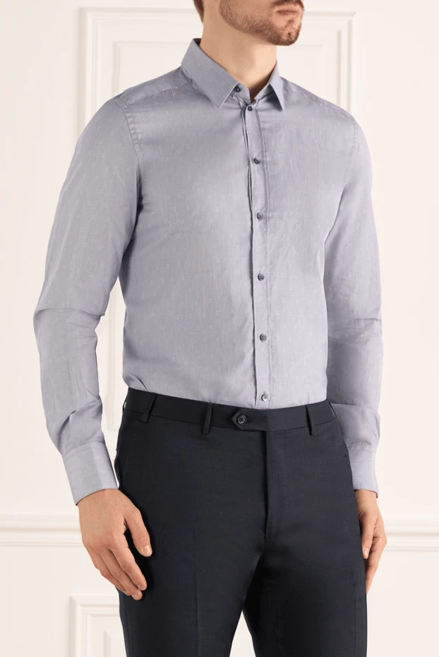 Dolce & Gabbana мужская синяя хлопковая рубашка 115123 - фото 3