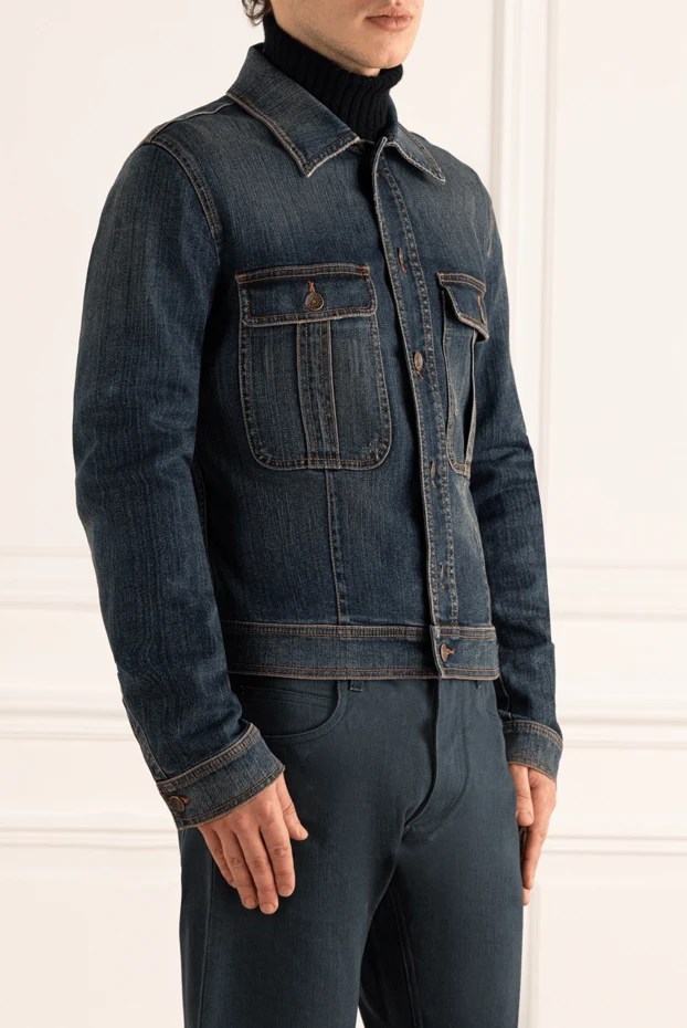 Dolce & Gabbana джинсовая куртка хлопковая синяя на пуговицах мужская 118847 - фото 3