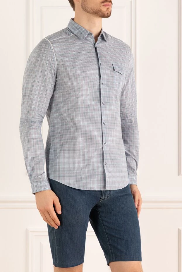 Gucci кеуде қалтасы бар ерлерге арналған мақта чекті жейде 119157 - фото 3