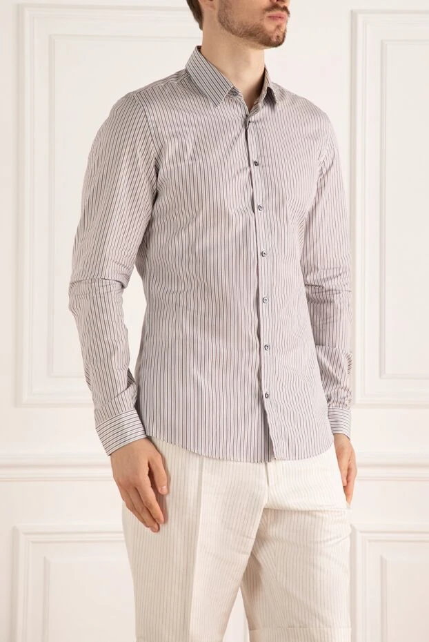 Gucci ерлерге арналған көк жолақты мақтадан жасалған көйлегі 119172 - фото 3