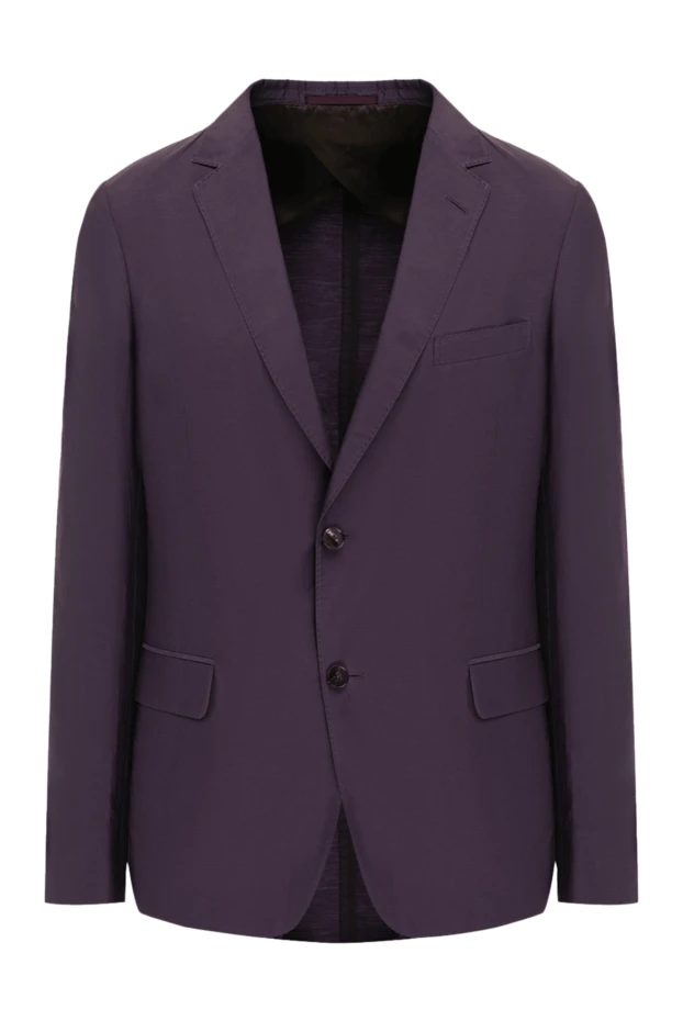 Пиджак из хлопка и шелка фиолетовый мужской - фото 1