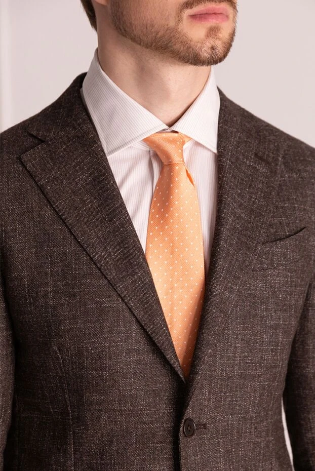 Canali man silk tie orange for men купить с ценами и фото 123927 - photo 2