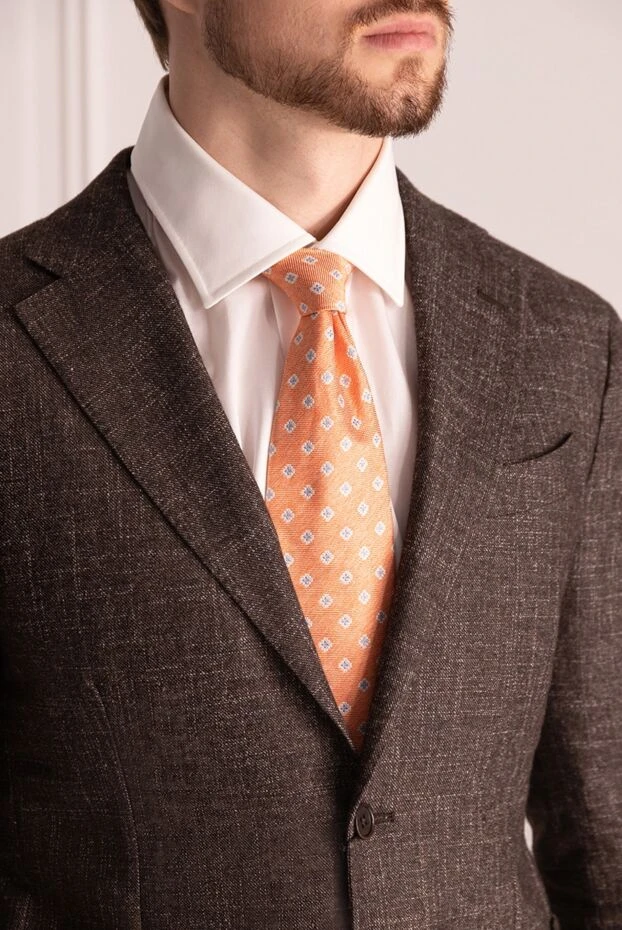 Canali man silk tie orange for men купить с ценами и фото 123968 - photo 2