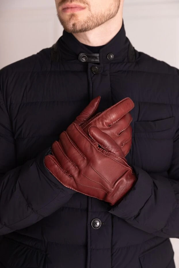 Billionaire man men's burgundy leather gloves купить с ценами и фото 125795 - photo 2