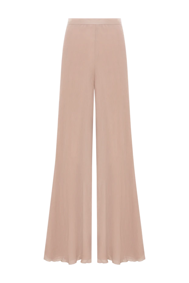 Женские брюки шелковые свободного кроя бежевые - фото 1
