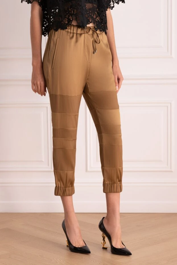 Brunello Cucinelli брюки женские на резинке коричневые 130723 - фото 3