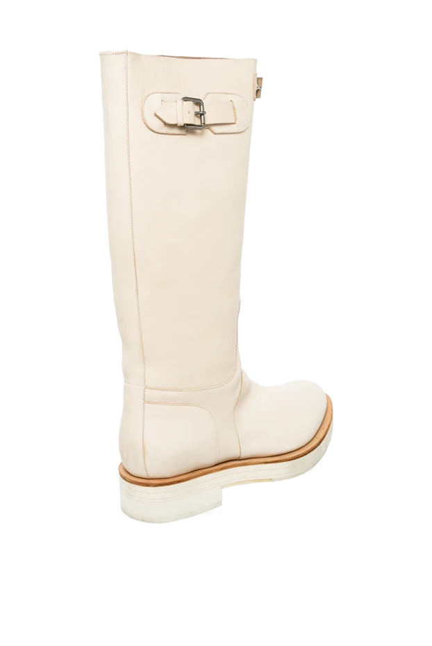 Brunello Cucinelli boots women's leather high with buckles beige 130818 - photo 3