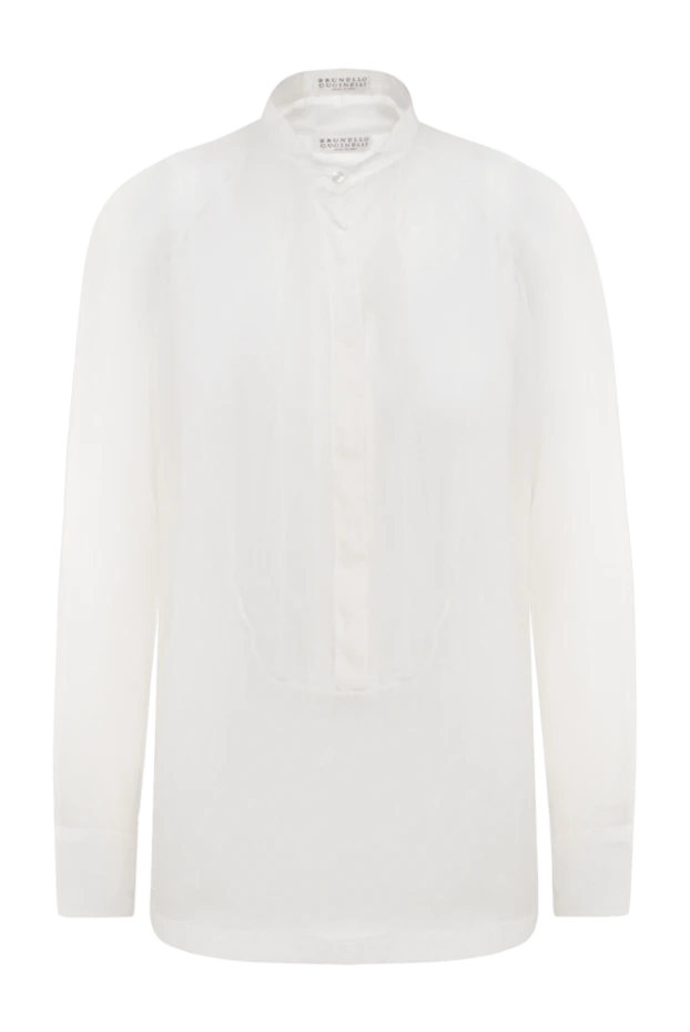 Brunello Cucinelli woman white silk blouse for women купить с ценами и фото 130886 - photo 1