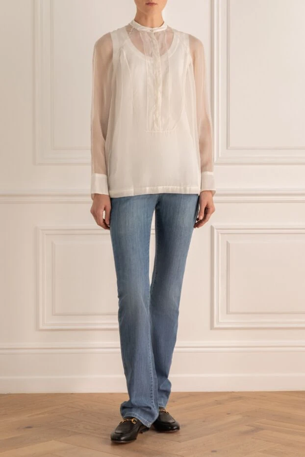 Brunello Cucinelli woman white silk blouse for women купить с ценами и фото 130886 - photo 2