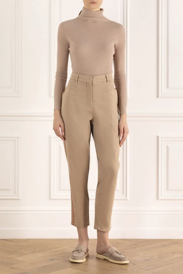 Brunello Cucinelli woman pink cotton trousers for women купить с ценами и фото 130912 - photo 2