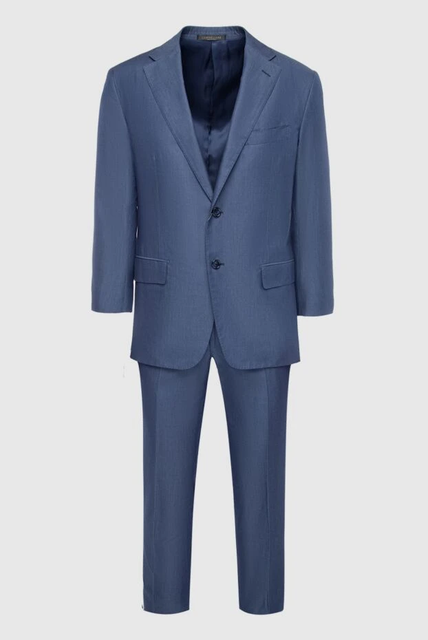 Corneliani man men's suit made of cotton and silk, blue купить с ценами и фото 131429 - photo 1