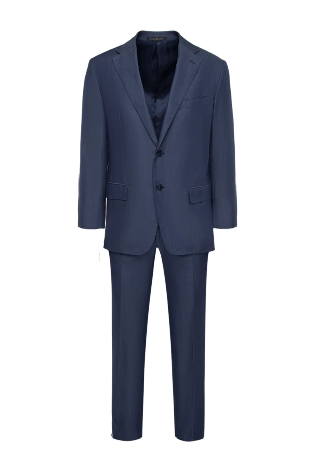 Костюм мужской из хлопка и шелка синий - фото 1