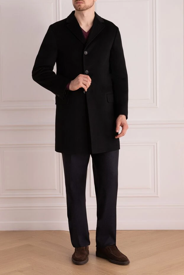 Cesare di Napoli man black wool coat for men купить с ценами и фото 131495 - photo 2