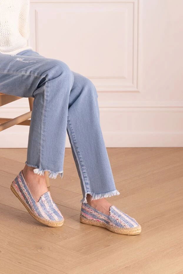 Manebi эспадрильи женские в полосатый принт голубые 131551 - фото 2