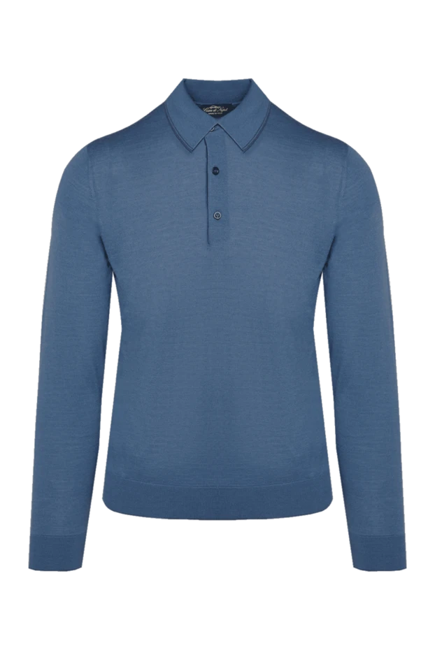 Cesare di Napoli man wool, silk and cashmere long sleeve polo blue for men купить с ценами и фото 131718 - photo 1