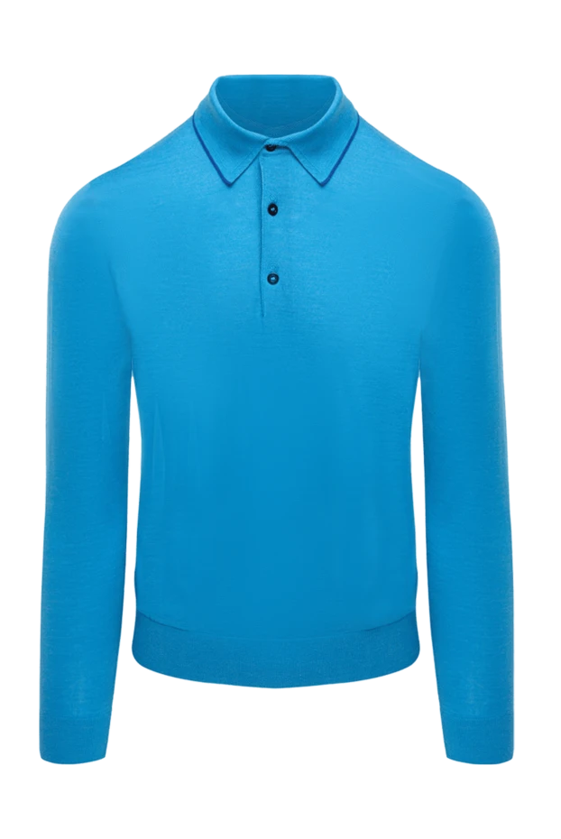 Cesare di Napoli man long sleeve polo in wool, silk and cashmere blue for men купить с ценами и фото 131720 - photo 1