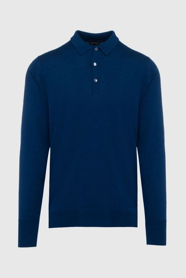 John Smedley man wool long sleeve polo blue for men купить с ценами и фото 131800 - photo 1