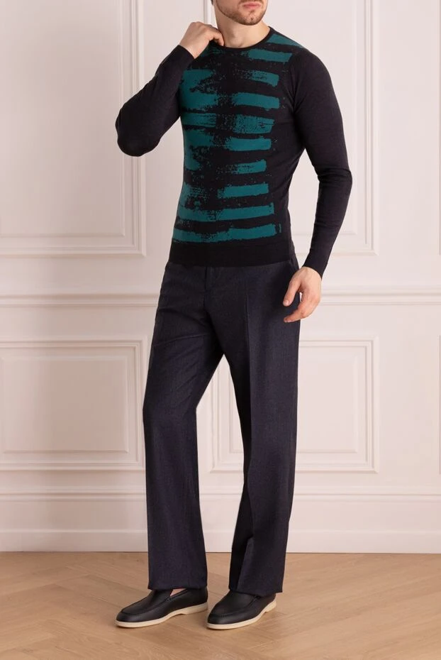 John Smedley man wool jumper blue for men купить с ценами и фото 131809 - photo 2