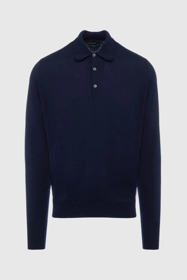 John Smedley man wool long sleeve polo blue for men купить с ценами и фото 131816 - photo 1