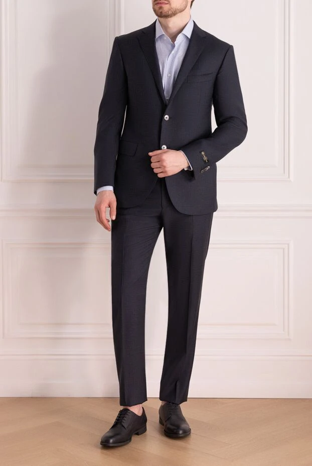 Corneliani man men's suit made of wool, blue купить с ценами и фото 131862 - photo 2