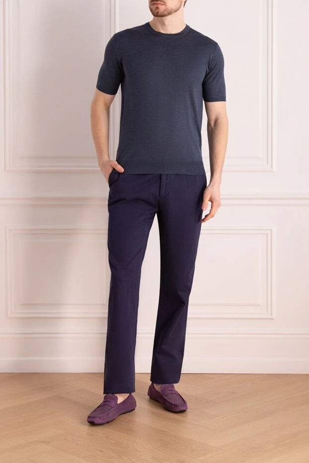 Corneliani man blue cotton trousers for men купить с ценами и фото 131921 - photo 2