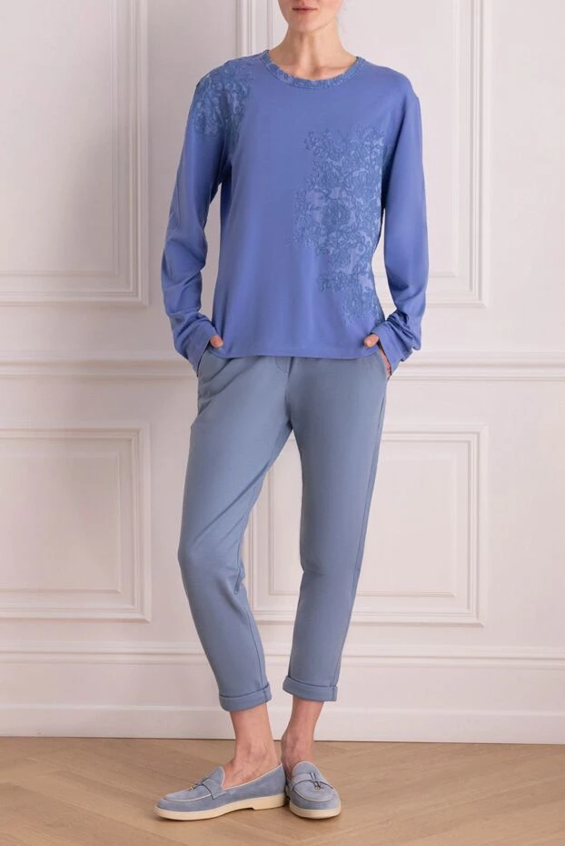 Ermanno Scervino woman blue cotton jumper for women купить с ценами и фото 131998 - photo 2