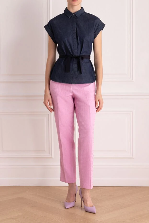 Ermanno Scervino woman pink cotton and viscose trousers for women купить с ценами и фото 132026 - photo 2