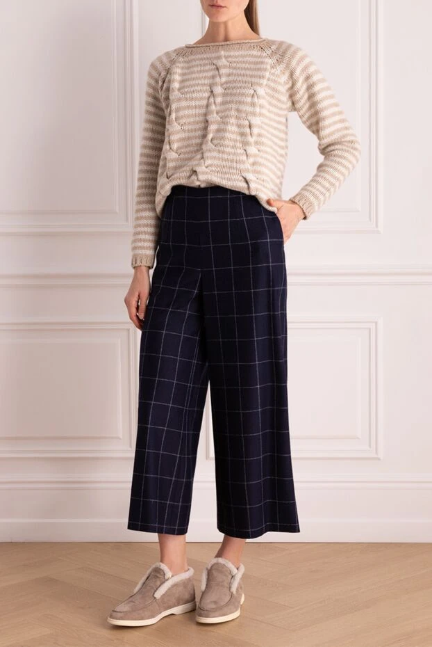 Malo woman blue wool trousers for women купить с ценами и фото 132185 - photo 2