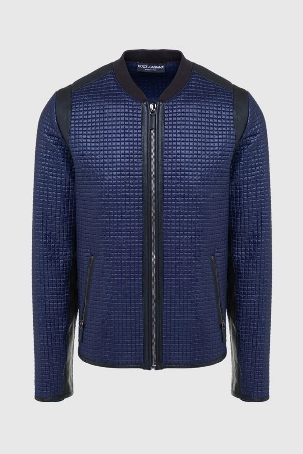 Dolce & Gabbana man polyamide and leather jacket blue for men купить с ценами и фото 132331 - photo 1