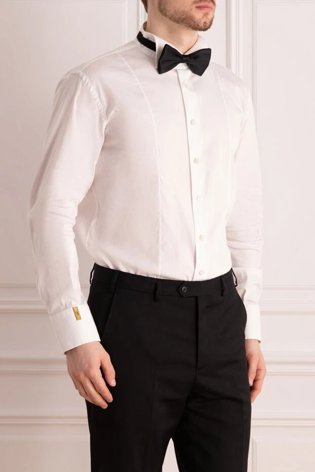 Billionaire рубашка мужская элегантная белая с французскими манжетами 132358 - фото 3