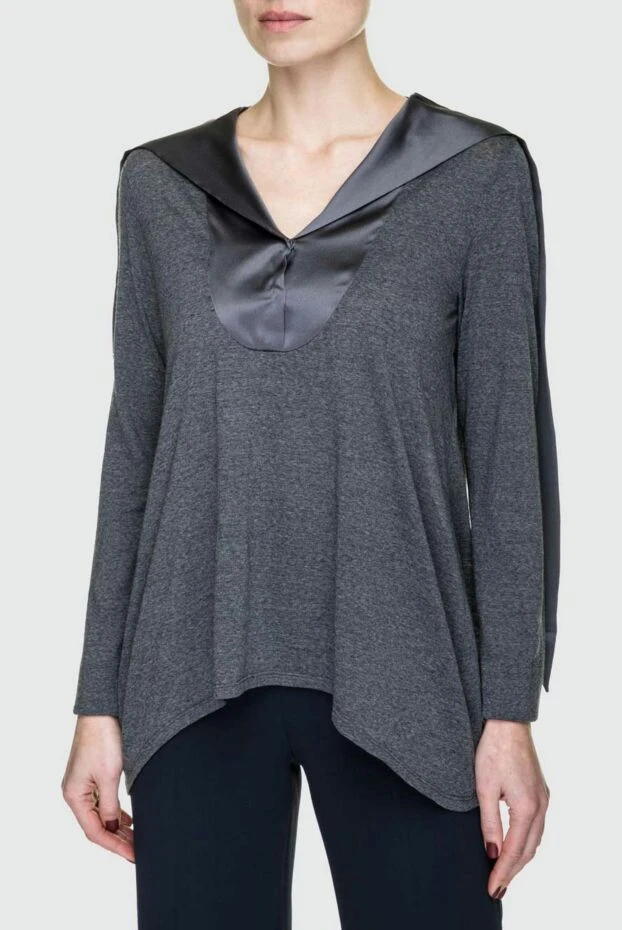 Brunello Cucinelli women's wool blouse with a bow gray 132579 - photo 3