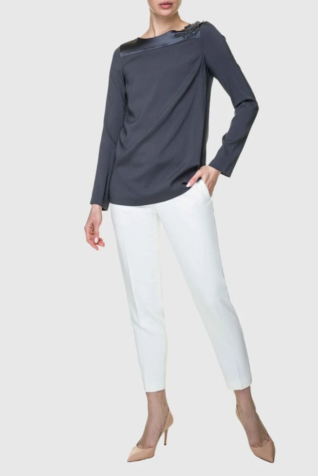 Brunello Cucinelli woman gray silk blouse for women купить с ценами и фото 132605 - photo 2