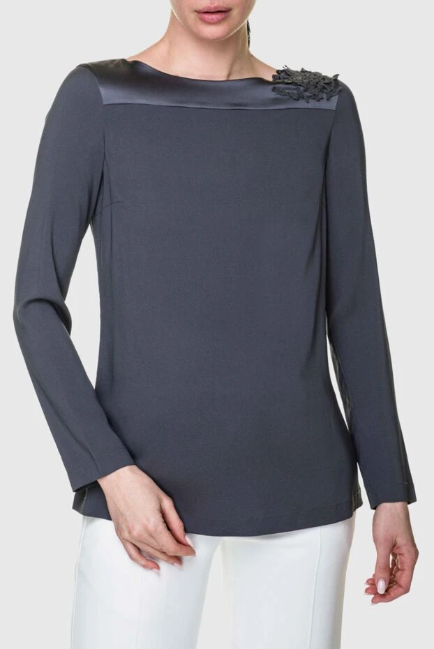 Brunello Cucinelli women's blouse with a knitted flower and sequins gray 132605 - photo 3