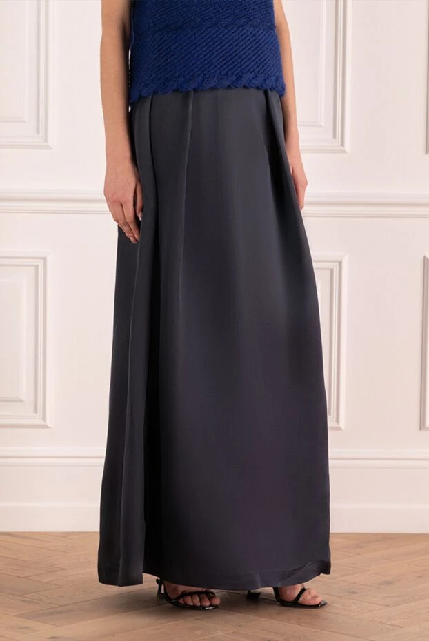 Brunello Cucinelli silk skirt with elegant pleats in dark color 132656 - photo 3