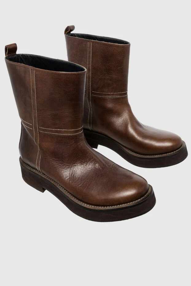 Brunello Cucinelli women's brown leather boots with a chunky sole 132688 - photo 3