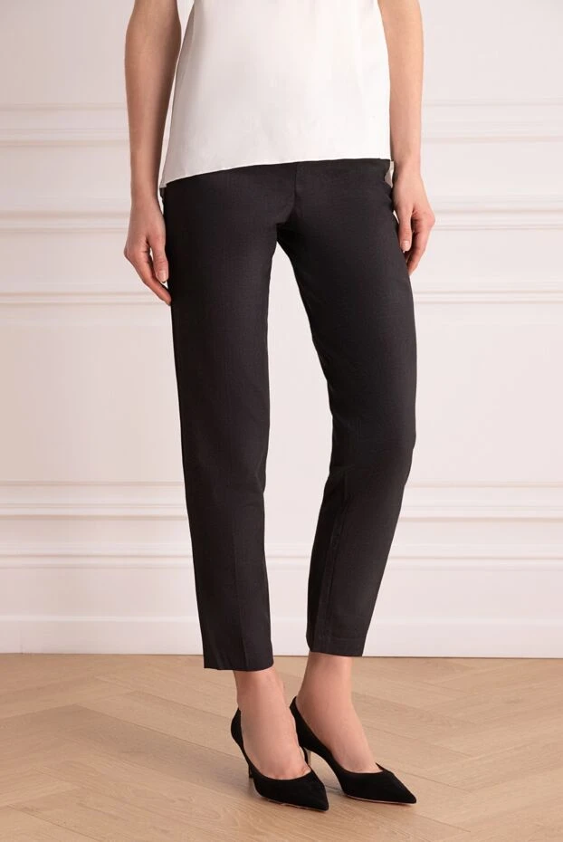 Brunello Cucinelli женские чёрные брюки со стрелками и укороченным низом 132716 - фото 3