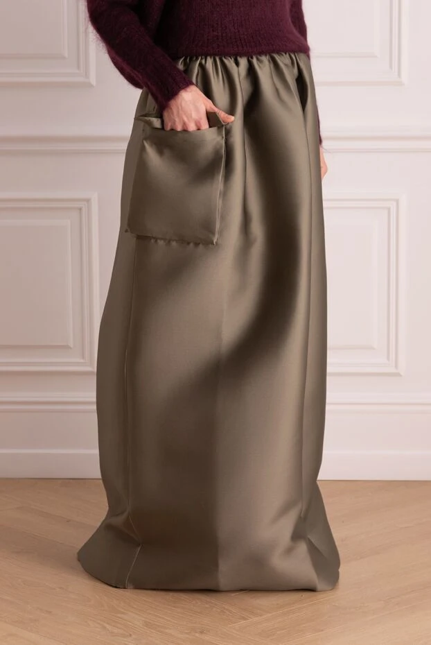Brunello Cucinelli olive silk skirt for women 132734 - photo 3