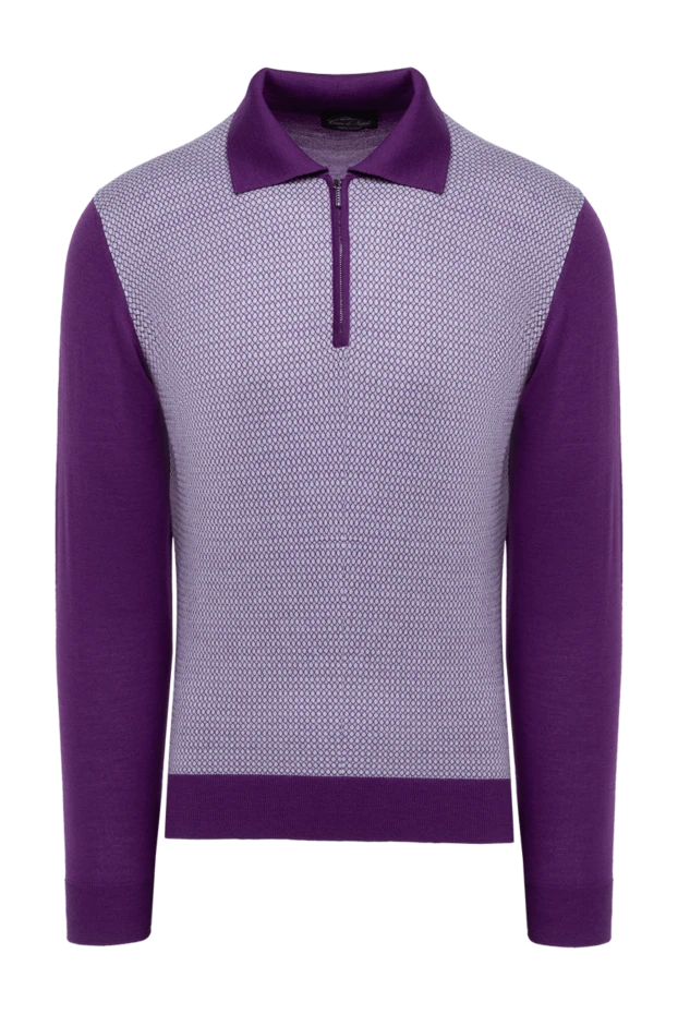 Cesare di Napoli man wool, silk and cashmere long sleeve polo violet for men купить с ценами и фото 132820 - photo 1