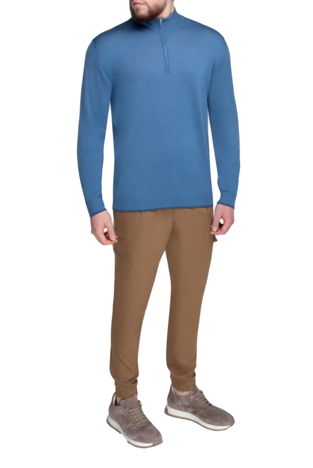 Cesare di Napoli man wool, cashmere and silk troyer blue for men купить с ценами и фото 132837 - photo 2