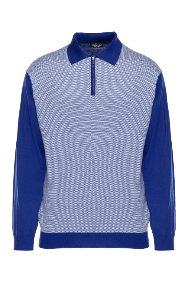 Cesare di Napoli man wool long sleeve polo blue for men купить с ценами и фото 132839 - photo 1