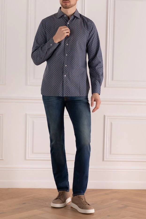 Orian man blue cotton shirt for men купить с ценами и фото 133064 - photo 2