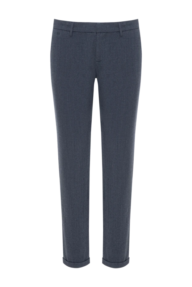 Женские брюки синие с манжетами - фото 1