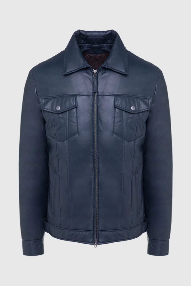 Schiatti man blue leather jacket for men купить с ценами и фото 133372 - photo 1